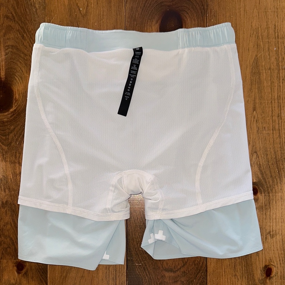 Lululemon Lined Men’s Surge Running Shorts Reflective Light Blue - Picture 8 of 9